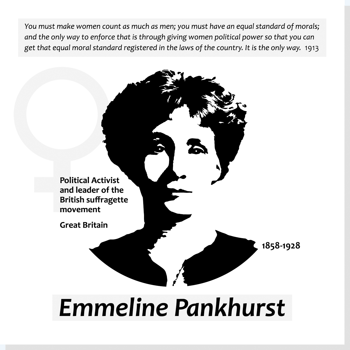 Emmeline Pankhurst er en af Rysensteens 14 udvalgte verdensborgere