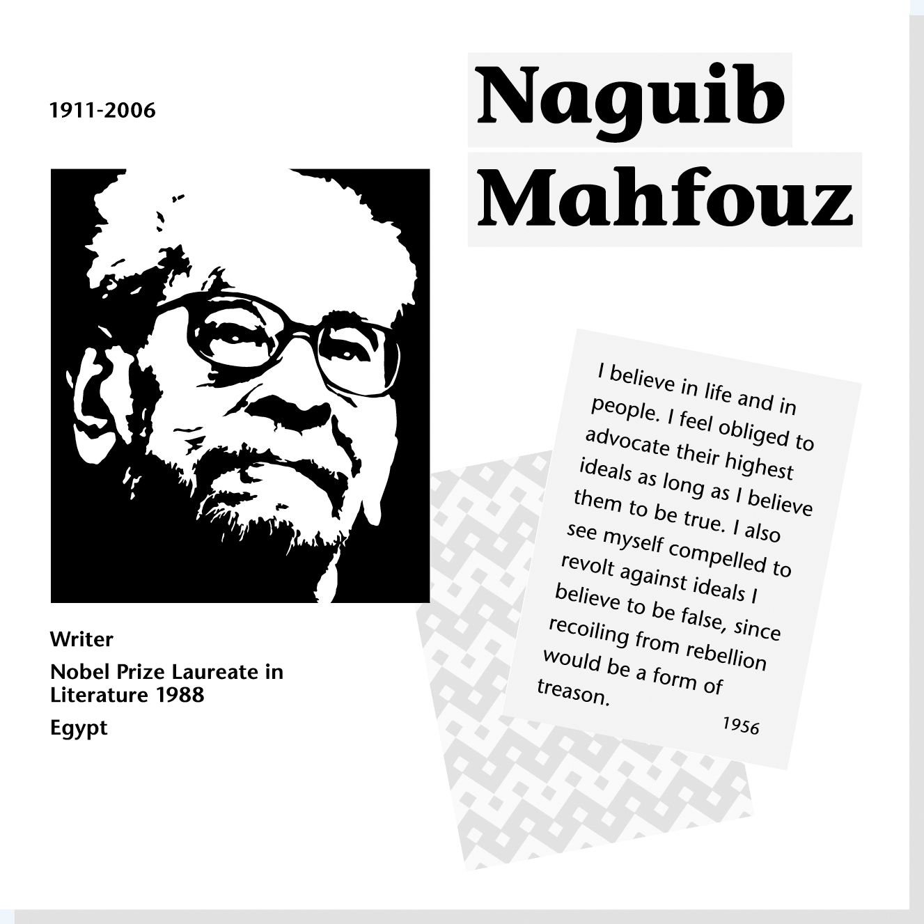 Naguib Mahfouz er en af Rysensteens 14 udvalgte verdensborgere
